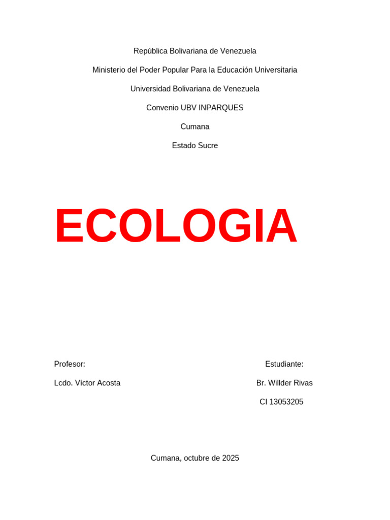Trabajo de Ecologia | PDF | Ecología | Entorno natural