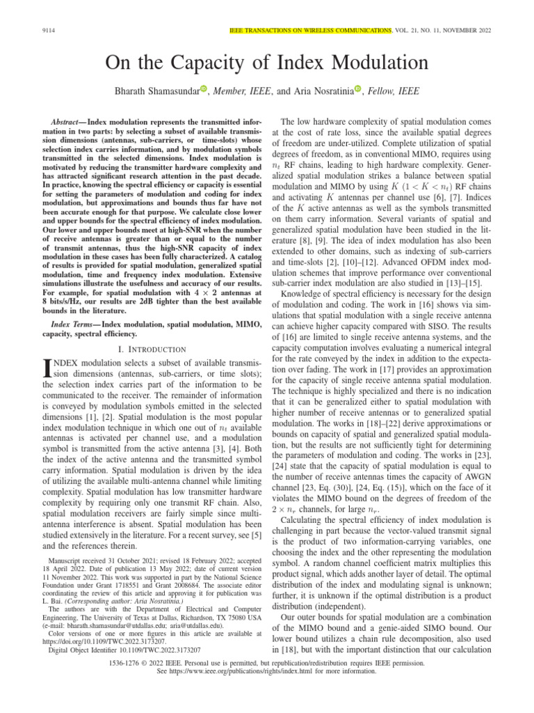 Wireless Index Modulation Insights | PDF | Mimo | Broadcasting