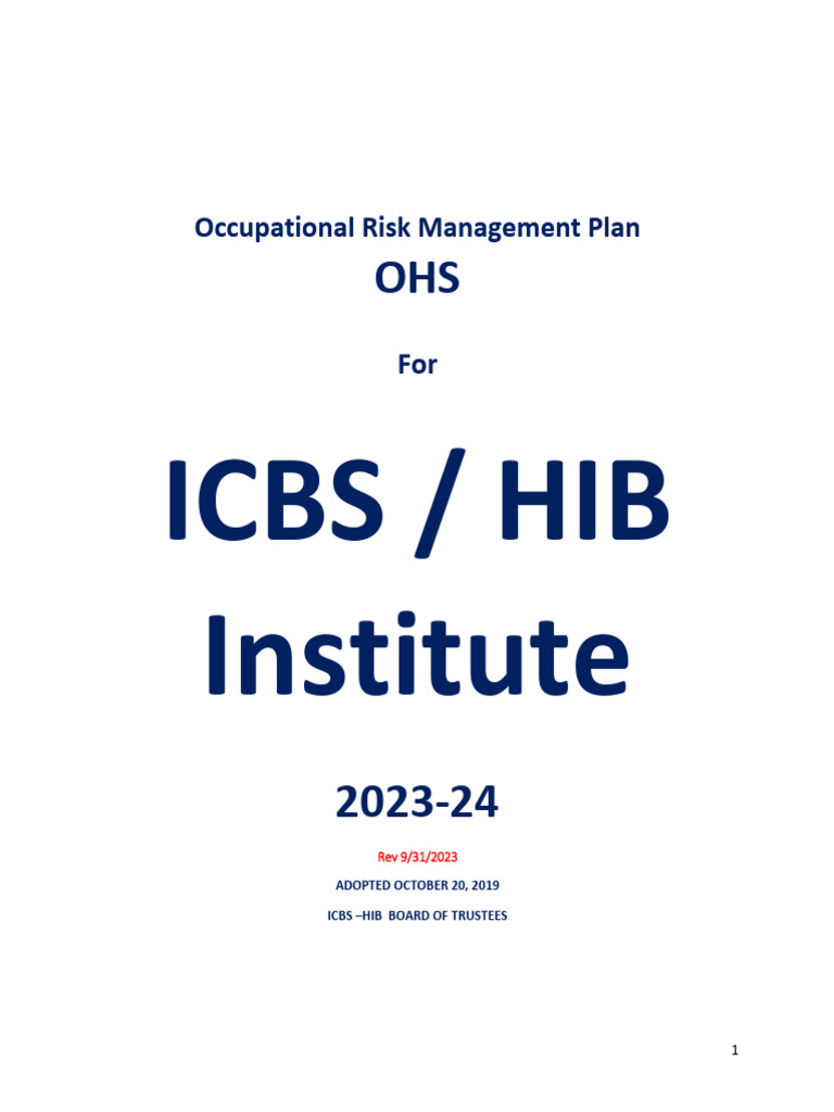Occupational Health & Safety Risk Plan | PDF | Occupational Safety And ...