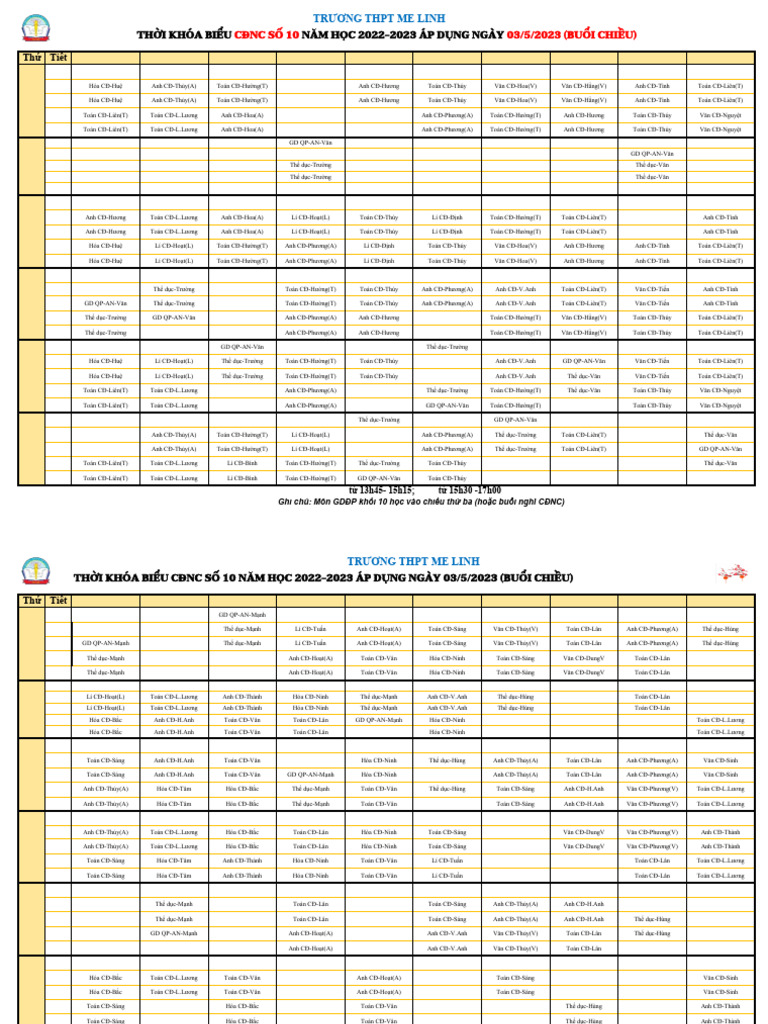 TKB10 Chiều Áp Dụng 03-5-2023 | PDF
