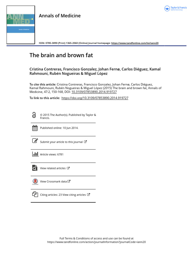 The Brain and Brown Fat | PDF | Adipose Tissue | Adipocyte