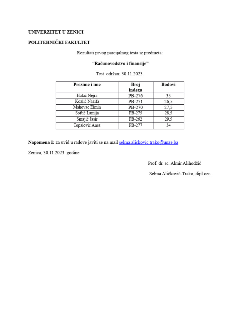 Prvi Parcijalni Test - RiF - 30.11.2023. | PDF
