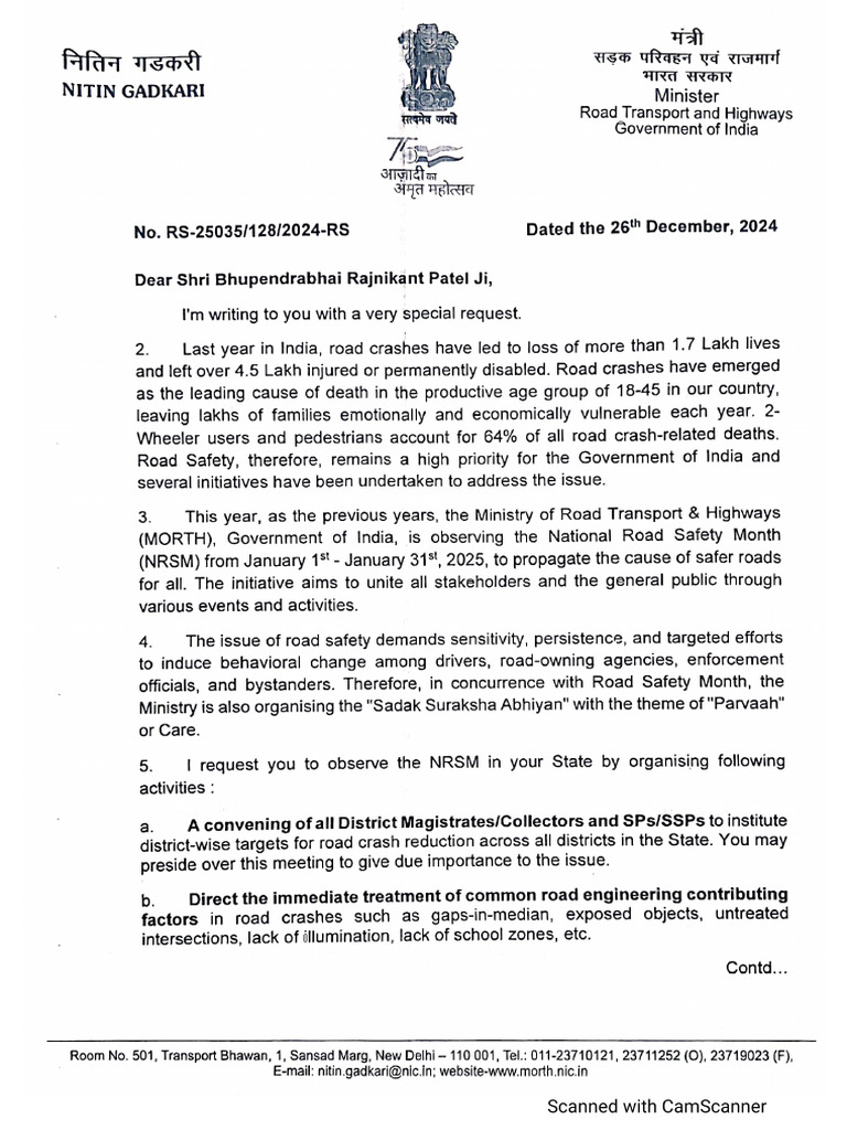 MORTH - Road Safety Month 1st Jan To 31st Jan 2025 | PDF