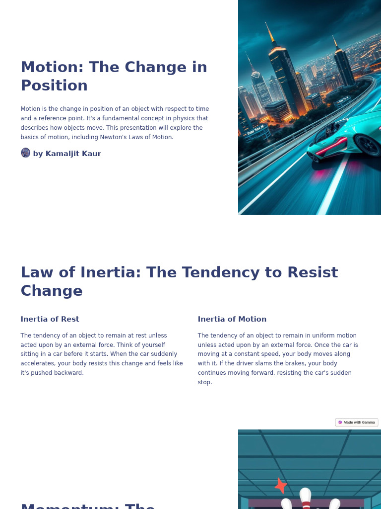 Motion The Change in Position | PDF | Force | Inertia