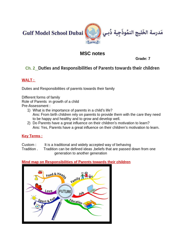 Grade 7 Msc Notes Ch 2 | PDF | Family | Parent