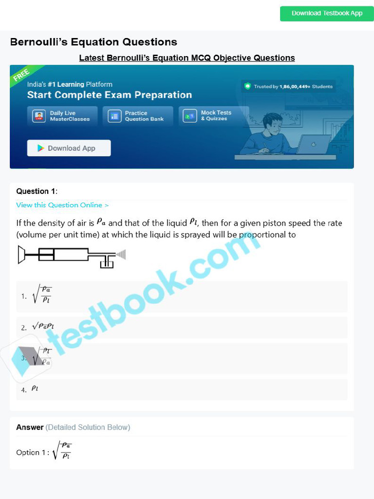 mcq-on-bernoulli%e2%80%99s-equation--5eea6a1339140f30f369ef71 | PDF