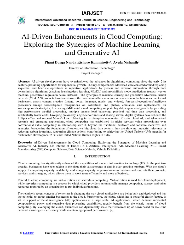 Ai Driven Enhancements In Cloud Computin Pdf Cloud Computing
