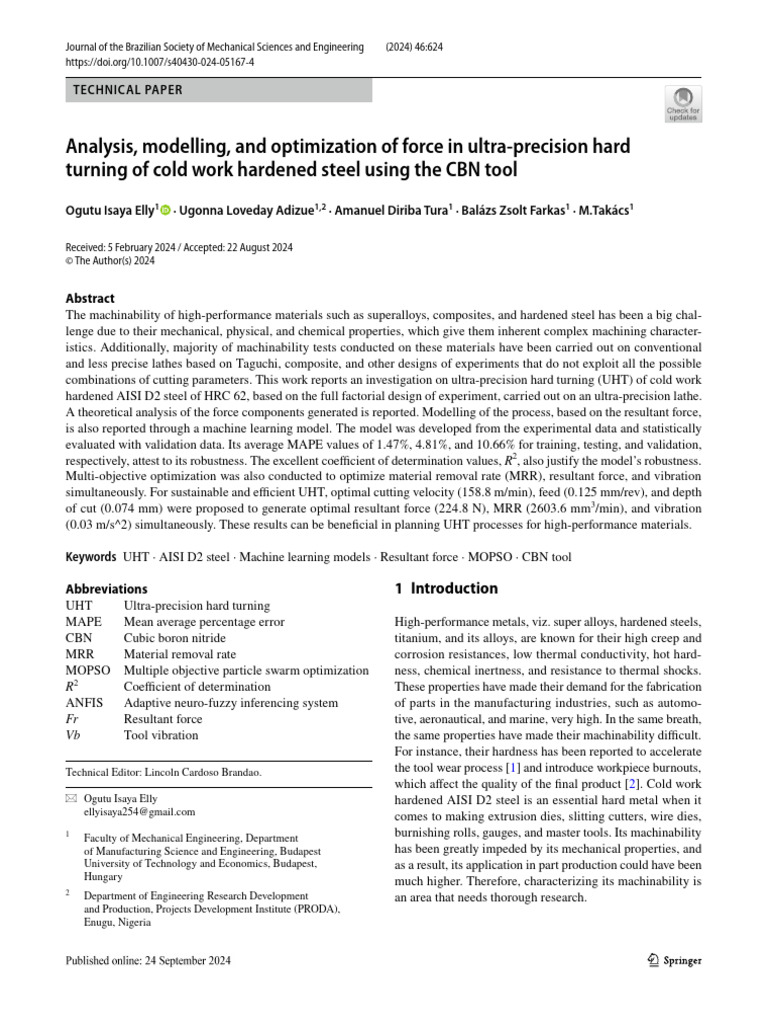 Analysis Modelling and Optimization of Force in Ul | PDF | Machining ...