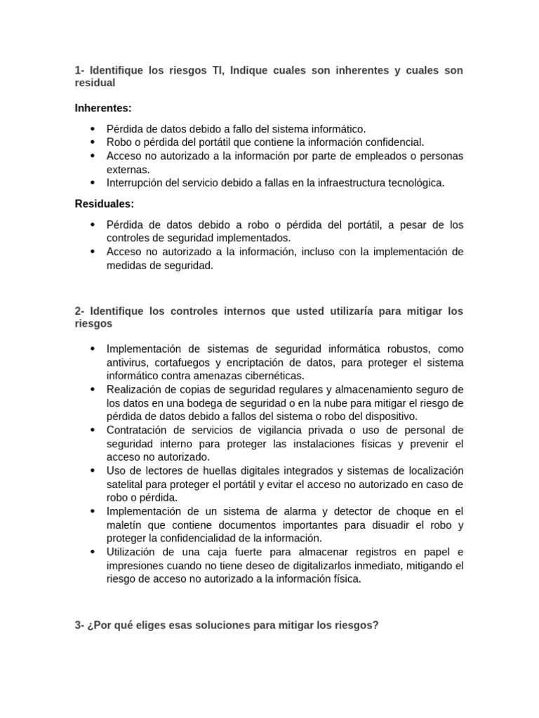Actividad 1.4 Reflexión Sobre Los Tipos de Riesgos de TI y El Control ...