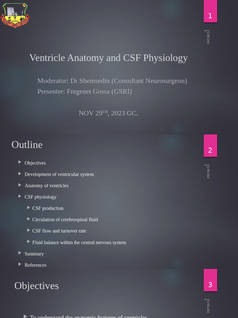 Ventricle Anatomy and CSF Physiology Guide | PDF | Cerebrospinal Fluid ...