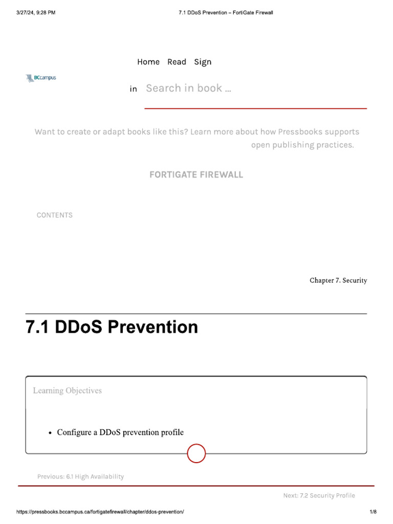 7.1 DDoS Prevention - FortiGate Firewall | PDF
