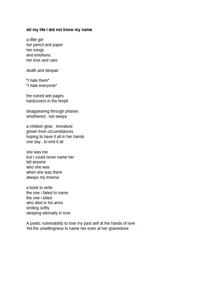 All My Life I Did Not Know My Name - ASHIMA | PDF