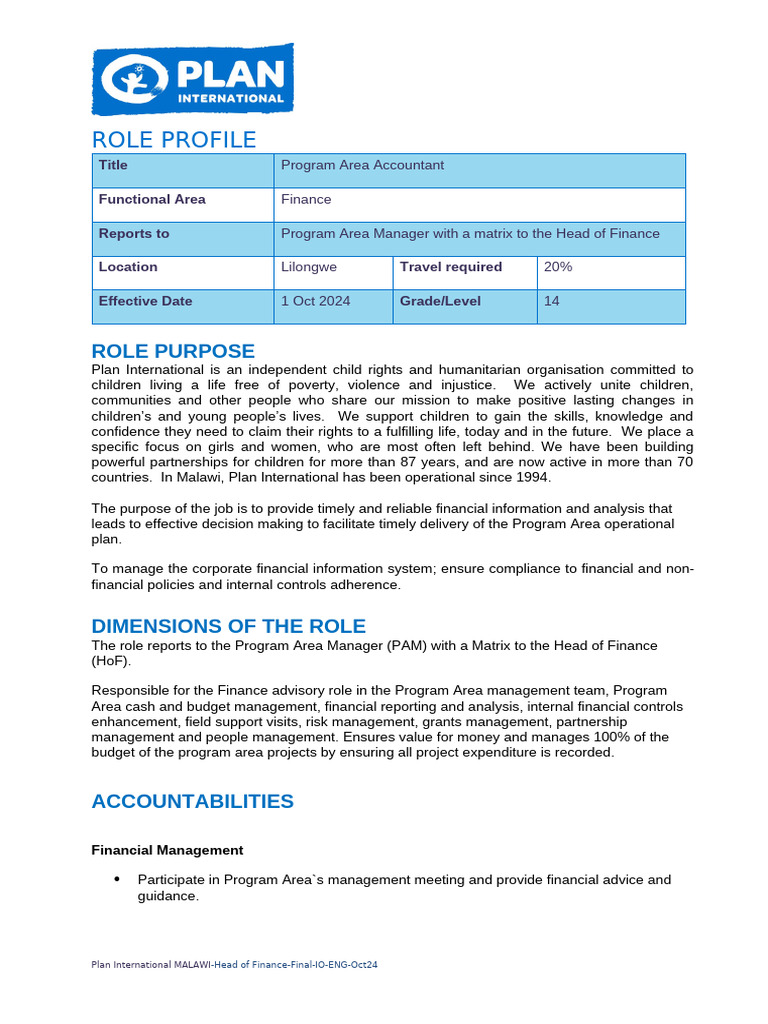Program Area Accountant JD | PDF | Accounting