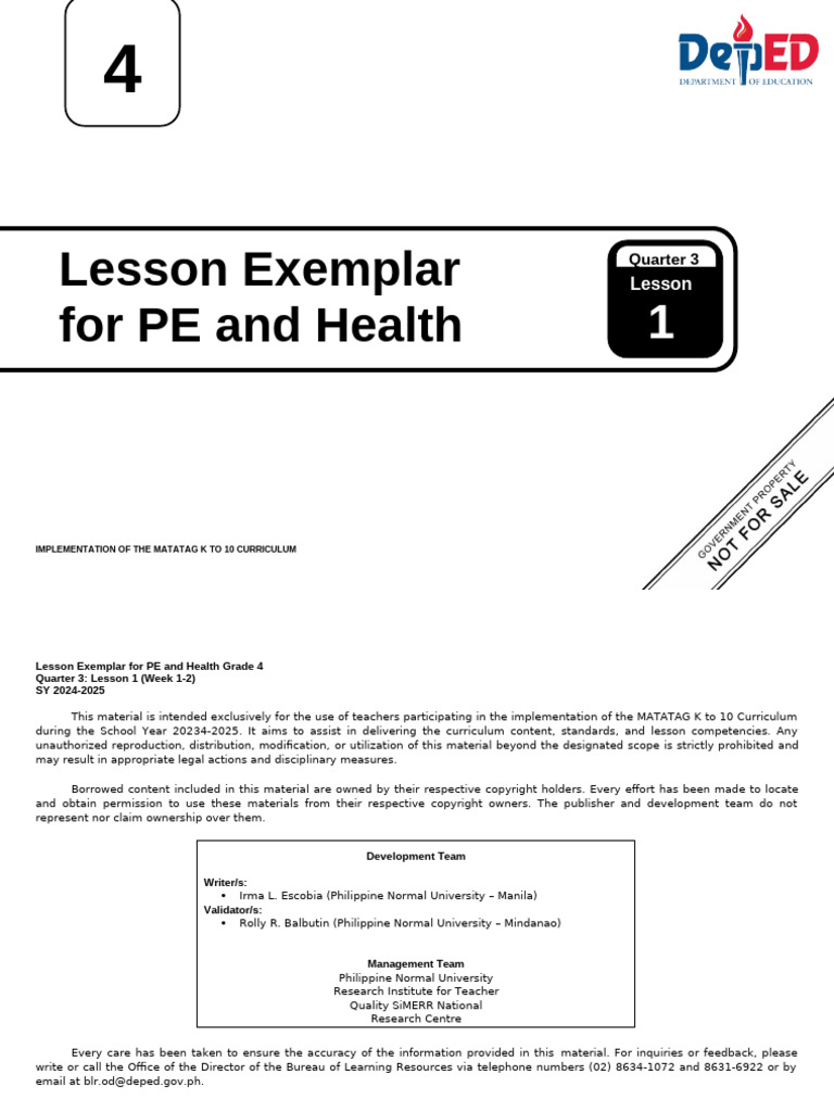 Q3 - LE - PE and Health 4 - Lesson 1 - Week 1-2 | PDF | Nutrition Facts ...