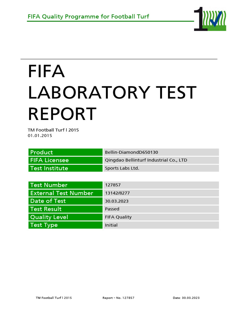 FIFA Quality Pro Turf Test Report | PDF | Wear | Yarn