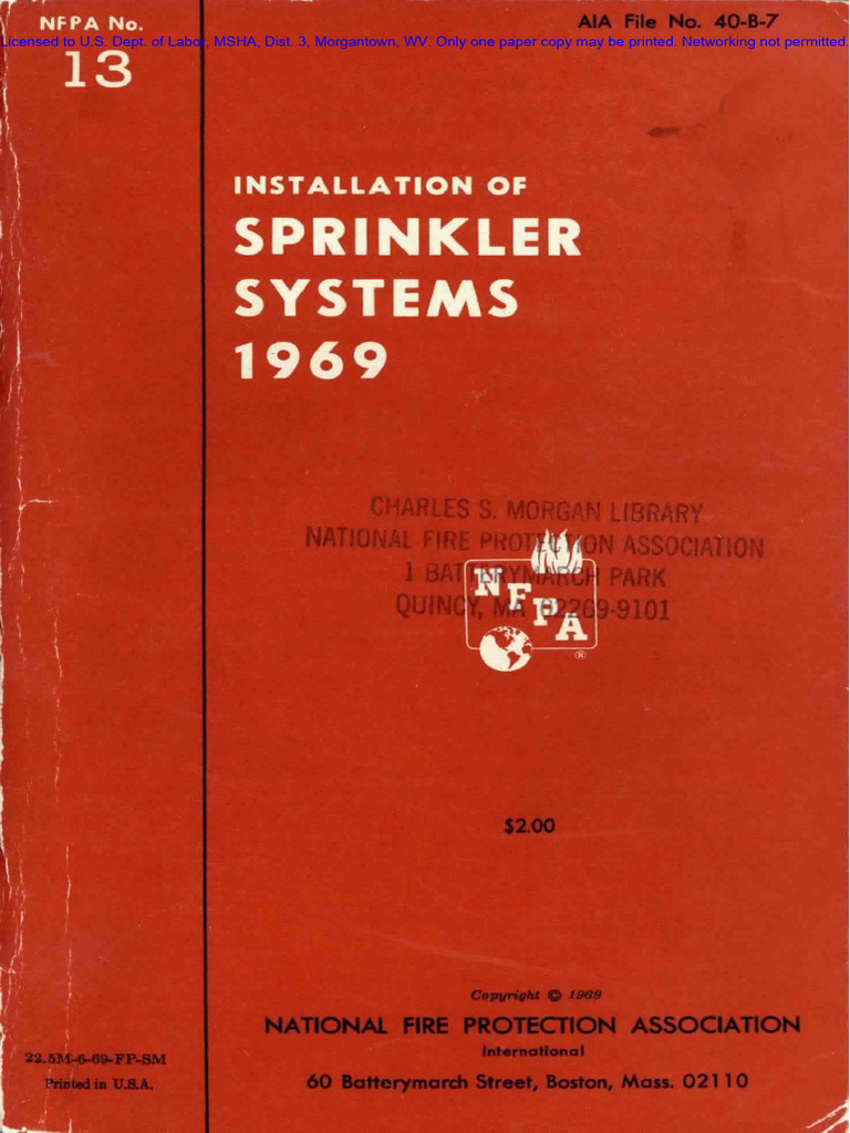 Nfpa 13 1969 1728751839 | PDF | Fire Sprinkler System