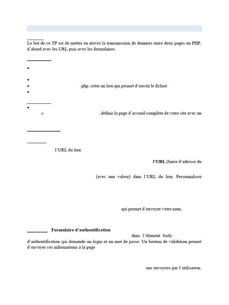 TP PHP : Transmission et Formulaires | PDF | Programmation web | Internet