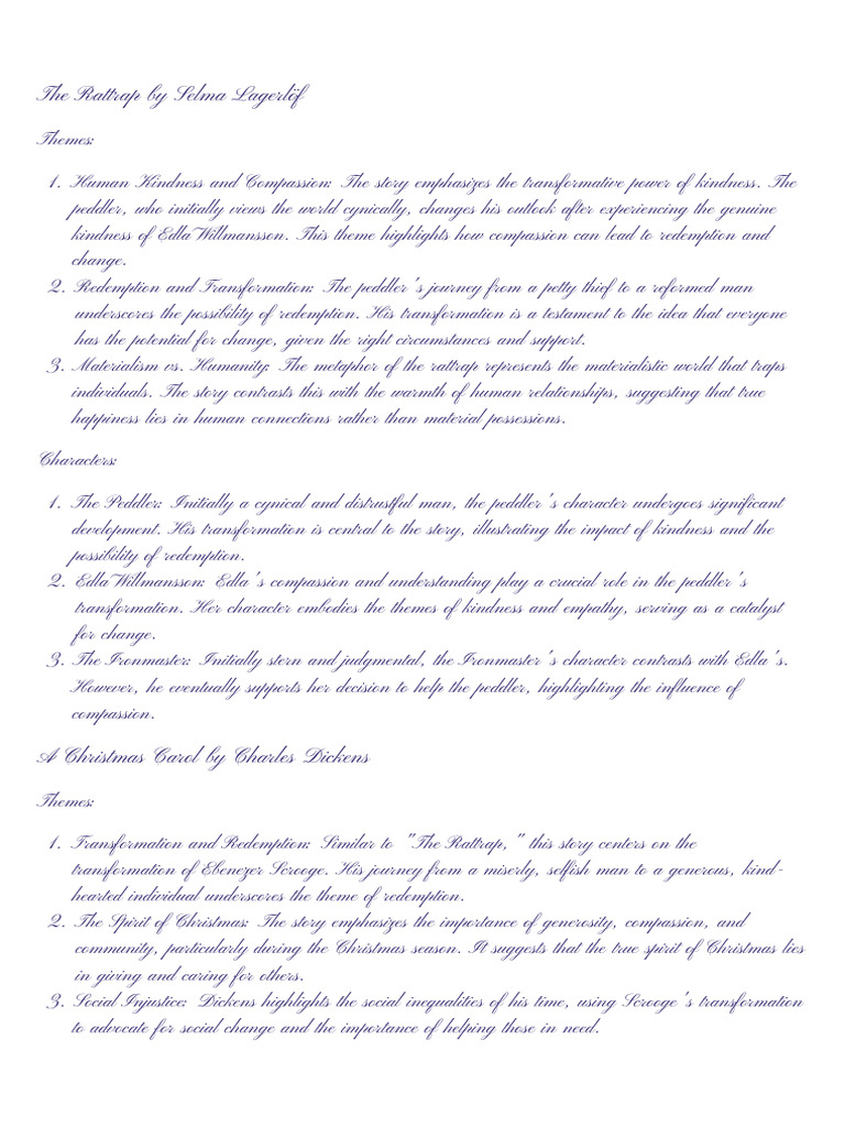 Themes of Kindness in The Rattrap | PDF | Ebenezer Scrooge | A ...