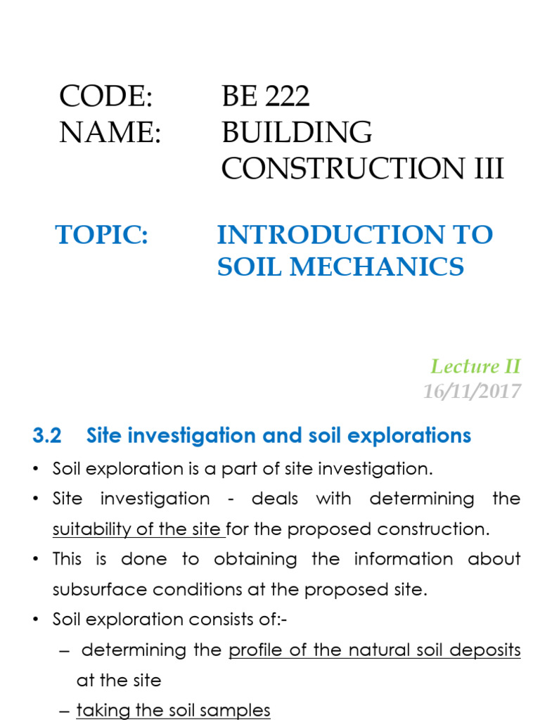 Soil Mechanics: Site Investigation Techniques | PDF | Deep Foundation