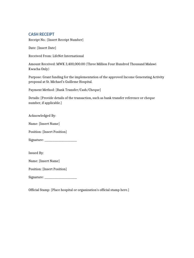 Cash Receipt Template | PDF