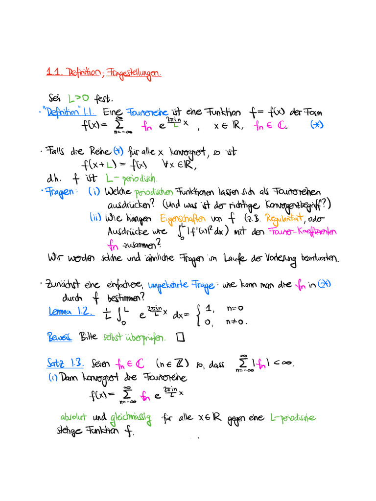 1 1 bis 2 5 lecture notes fourierreihen bis fouriertransformation l1