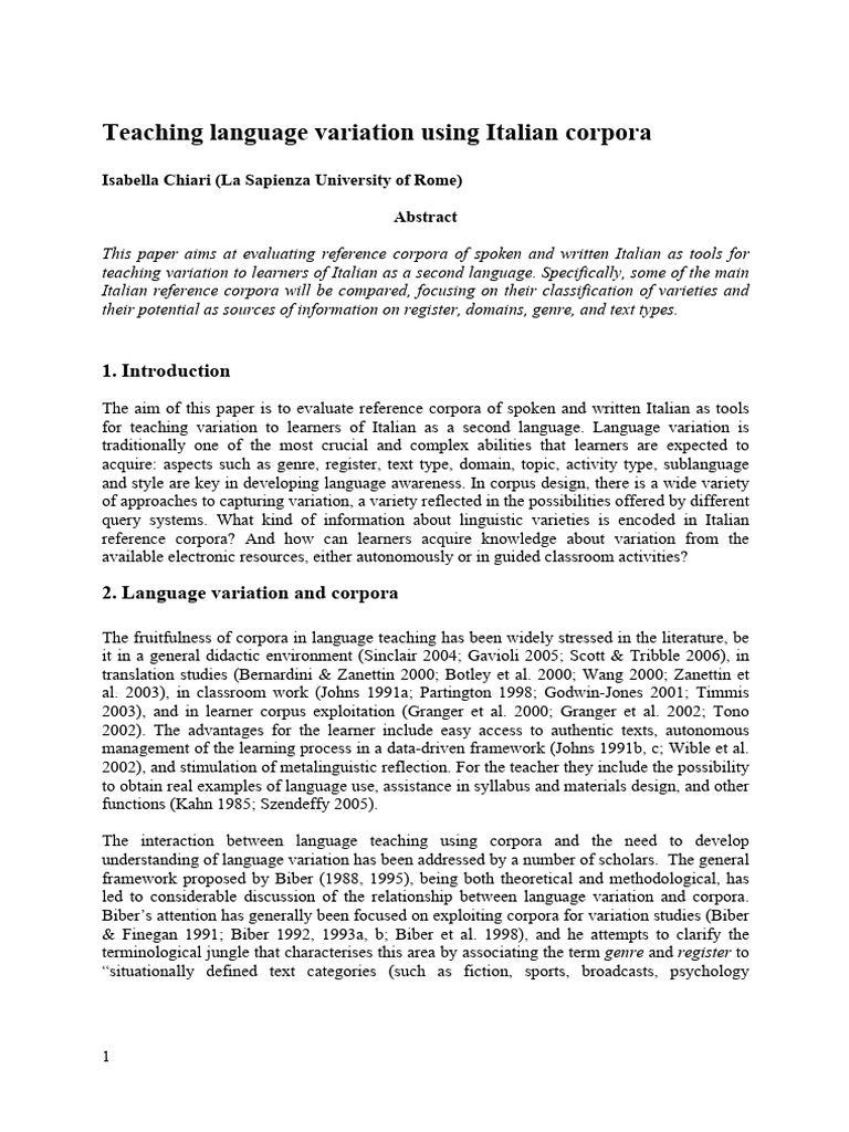 Teaching Language Variation Using Italia | PDF | Linguistics | Human ...