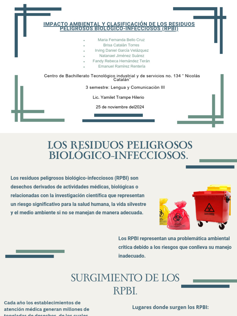 Impacto Ambiental y Clasificación de Los Residuos Peligrosos Biológico ...