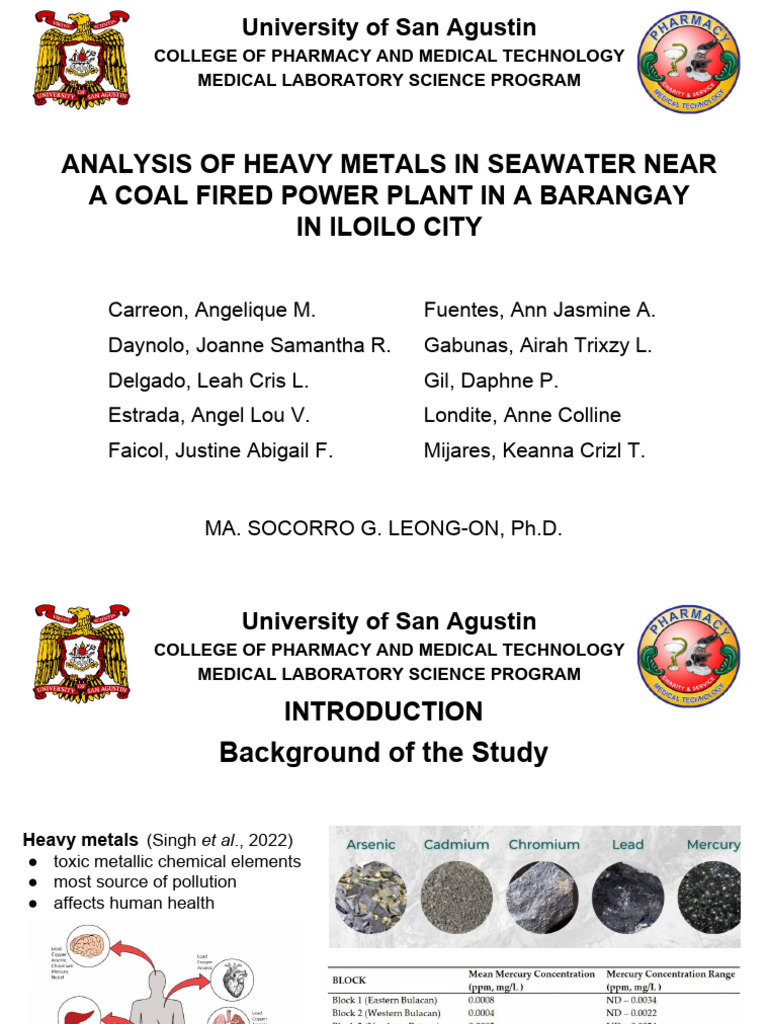 Heavy Metals in Iloilo Seawater Analysis | PDF | Seawater | Laboratories