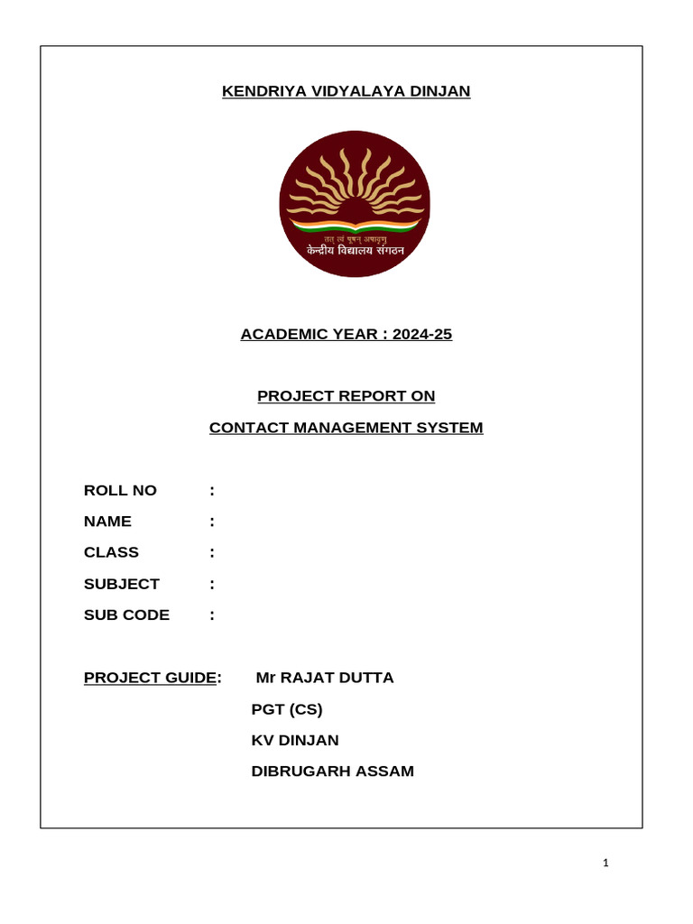 Contact Management System Project Report | PDF | Software Testing ...