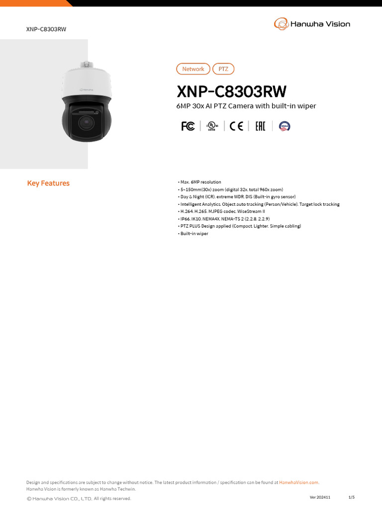 DataSheet XNP-C8303RW 241130 EN-SA | PDF | Zoom Lens | Internet