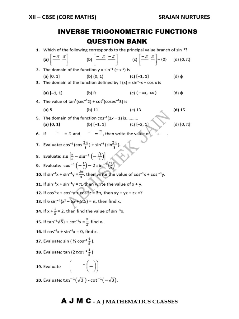 Inverse Trigonometry | PDF | Trigonometric Functions | Euclidean Geometry