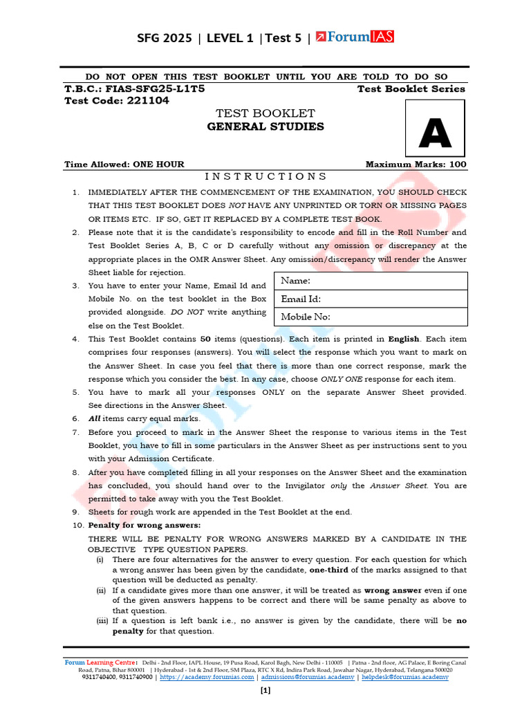 Sfg 2025 Level 1 Test 5 Qp 221104 Eng Pdf Supreme Courts Burden