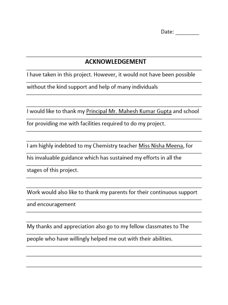 Student Project Acknowledgements | PDF