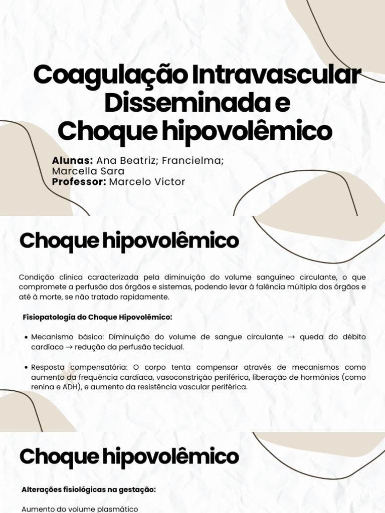 Choque Hipovolêmico: Fisiopatologia e Tratamento | PDF | Choque ...