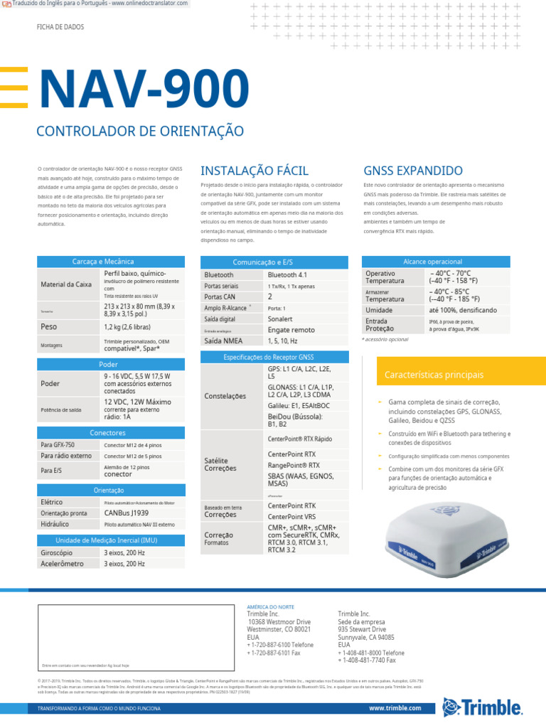 Controladora de Guiado NAV-900-Pt | PDF | Sistema de Posicionamento ...