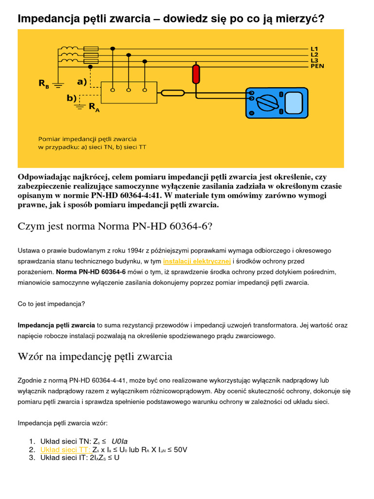 POMIARY - Impedancja Petli Zwarcia | PDF