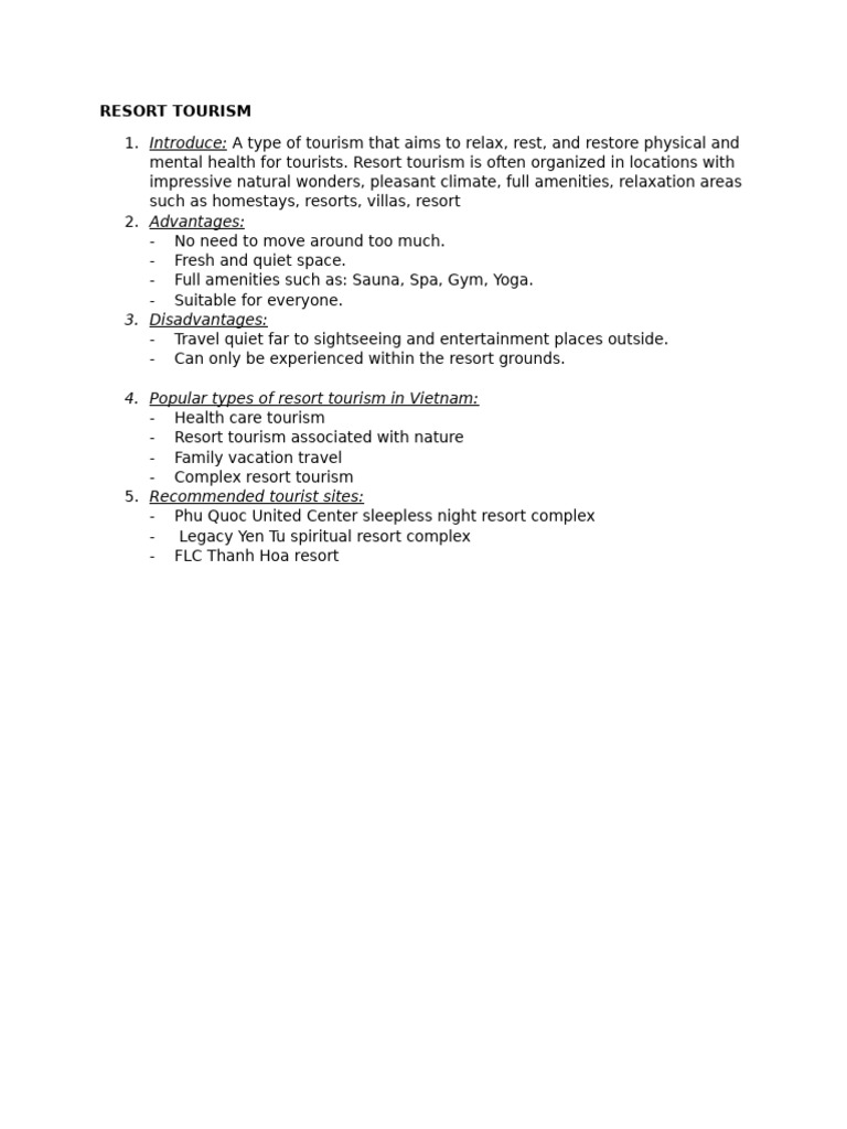 Resort Tourism | PDF