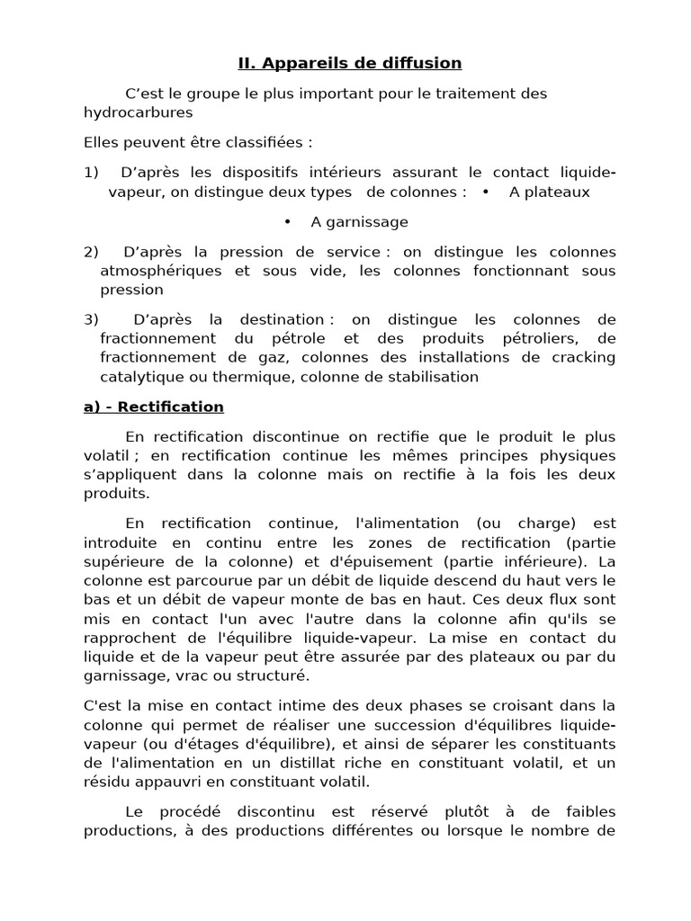Types et fonctionnement des colonnes de rectification | PDF ...