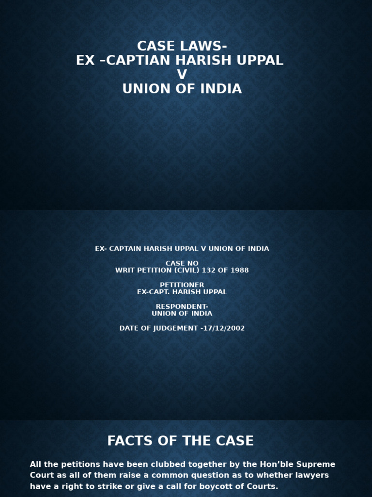 Harish Uppal vs Union of India Summary | PDF | Lawyer | Justice