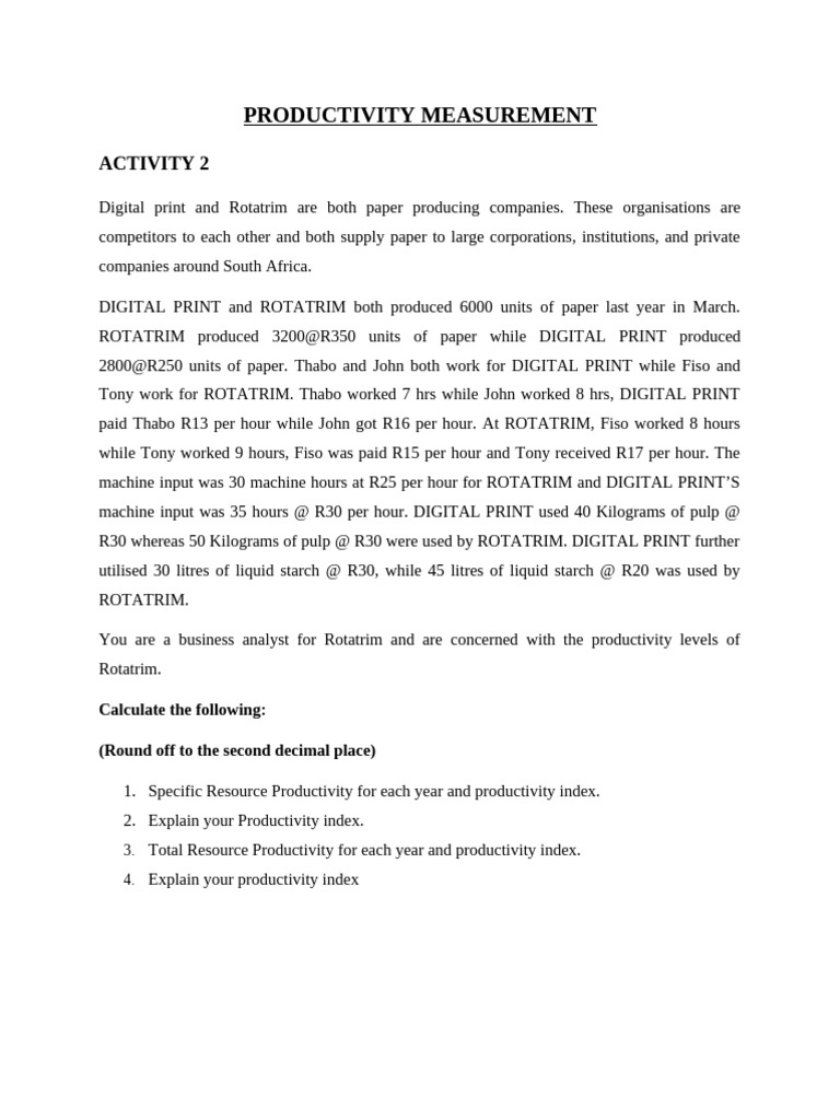Activity 2 Productivity Measurement | PDF