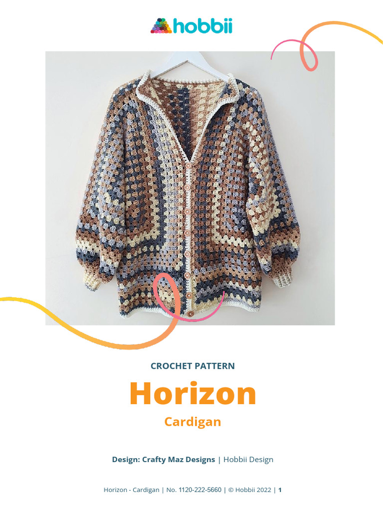 Hobbii Horizon Cardigan Pattern | PDF | Crochet | Clothing