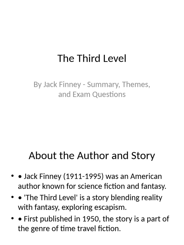 The Third Level: Summary & Themes | PDF