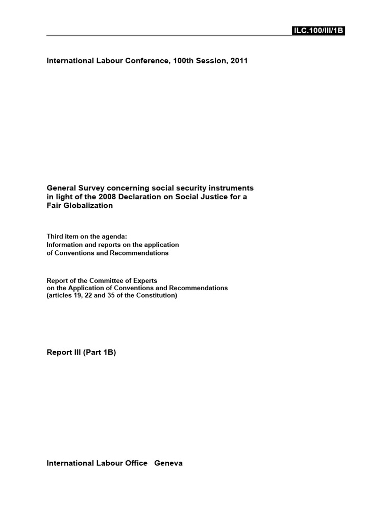 Social Security Instruments Overview | PDF | International Labour ...