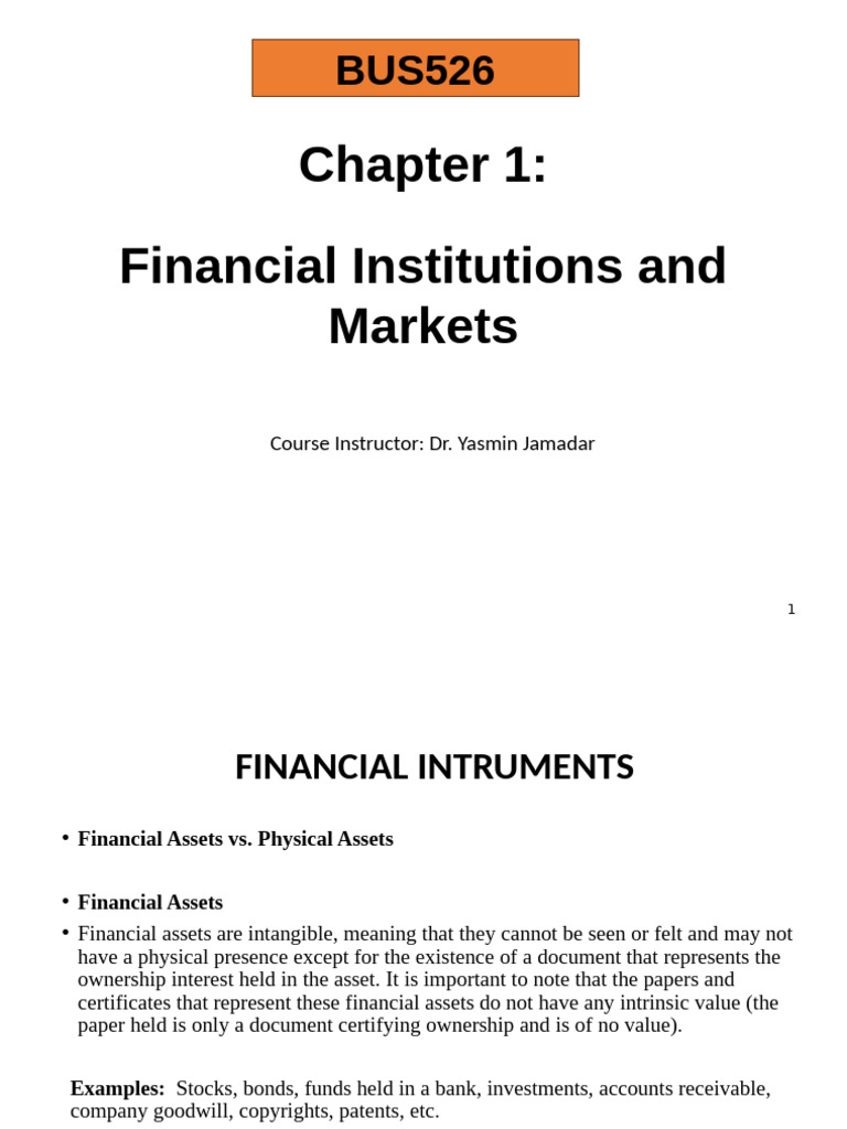 BUS526 Chapter 1 Financial Institutions and Markets | PDF | Securities ...