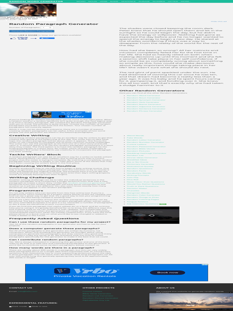 Random Paragraph Generator 2 - 1000's of Random Paragraphs | PDF ...