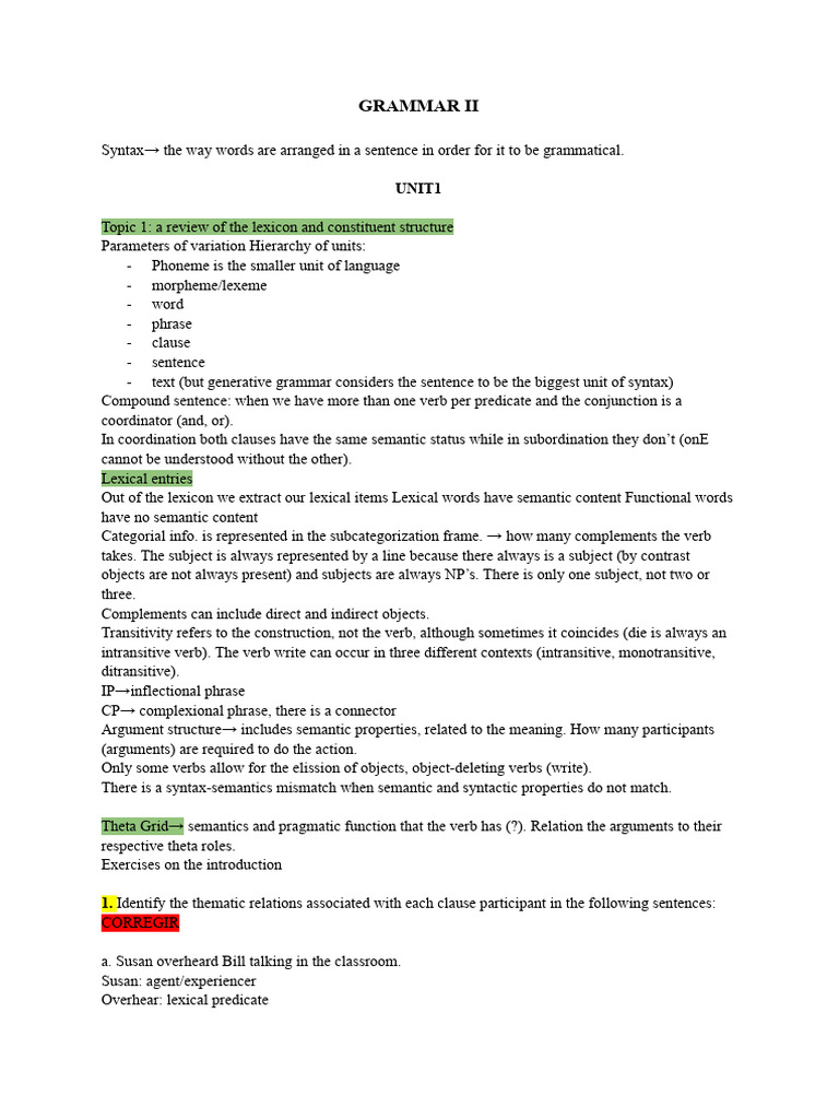 Advanced Syntax and Argument Structure | PDF | Lexical Semantics | Word