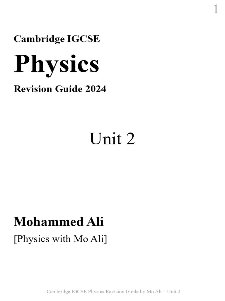 IGCSE Physics Unit 2 Revision Guide | PDF | Gases | Liquids