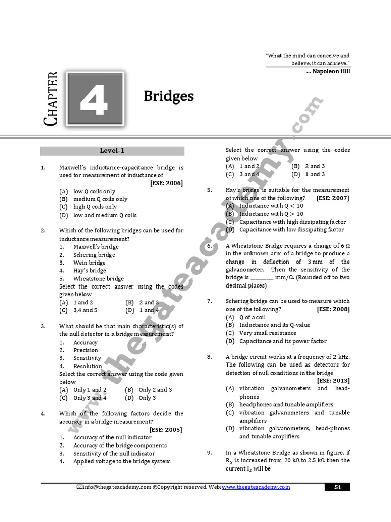 Exercise Book - 04 Bridges (Ddpanda) | PDF | Capacitor | Electrical ...