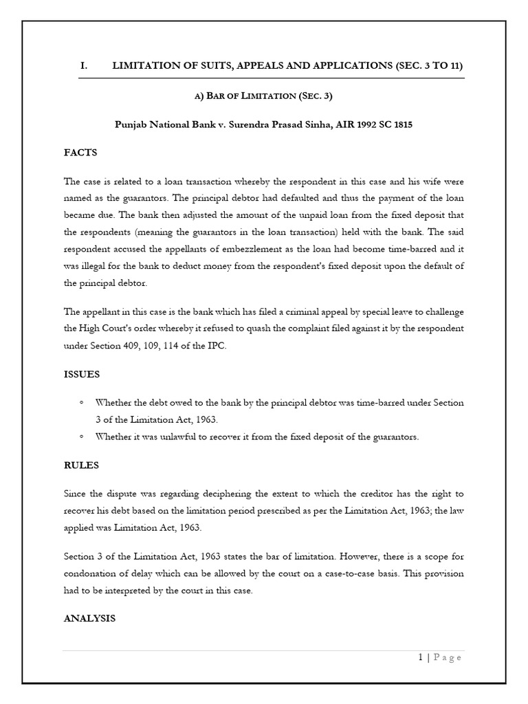 LIMITATION | PDF | Lawsuit | Appeal