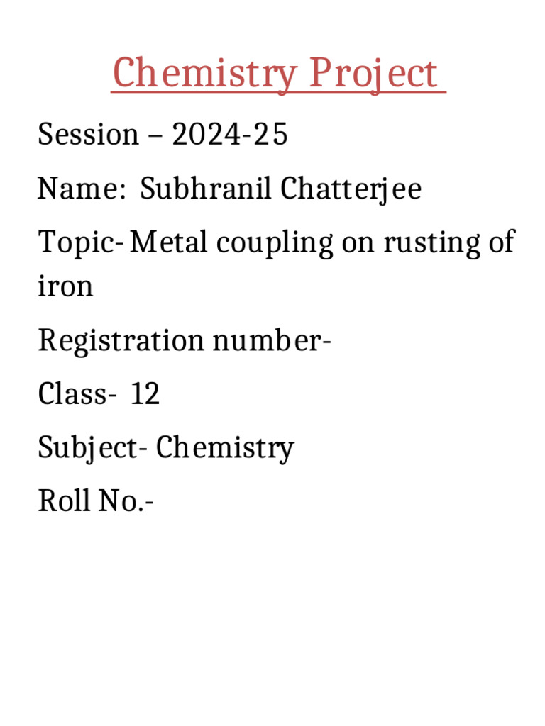 Metal Coupling Effects on Iron Rusting | PDF | Rust | Iron